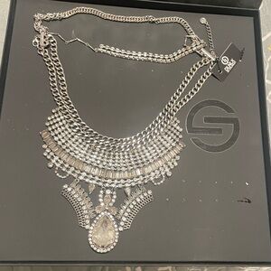 DLNLX by DYLANLEX - STATEMENT SILVER CRYSTAL CHOKER NECKLACE